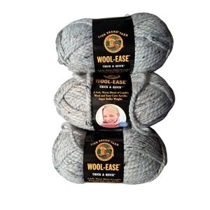 Lion Brand Wool-Ease Thick & Quick Yarn Bulky Grey Marble 3 Skeins Same Dye Lot